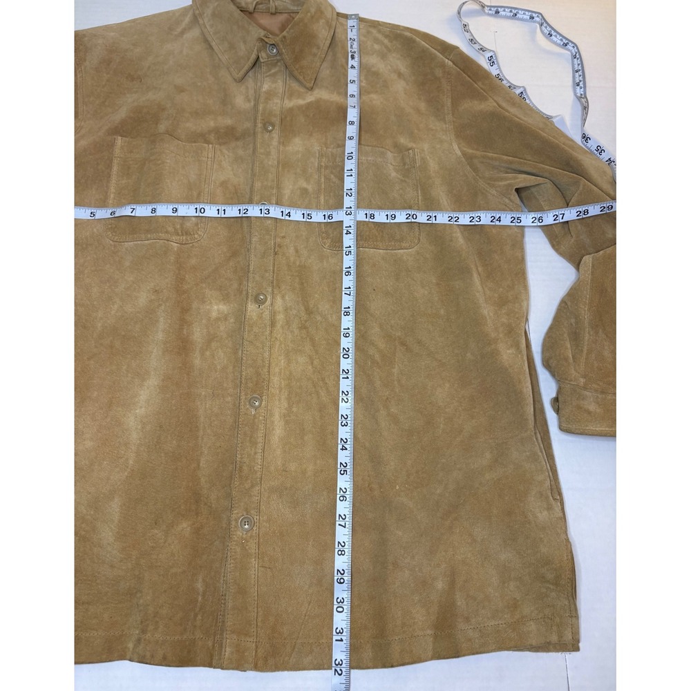 Vintage Preswick & Moore Tan Suede Leather Shirt Jacket Shacket Men's Size L - Picture 5 of 8